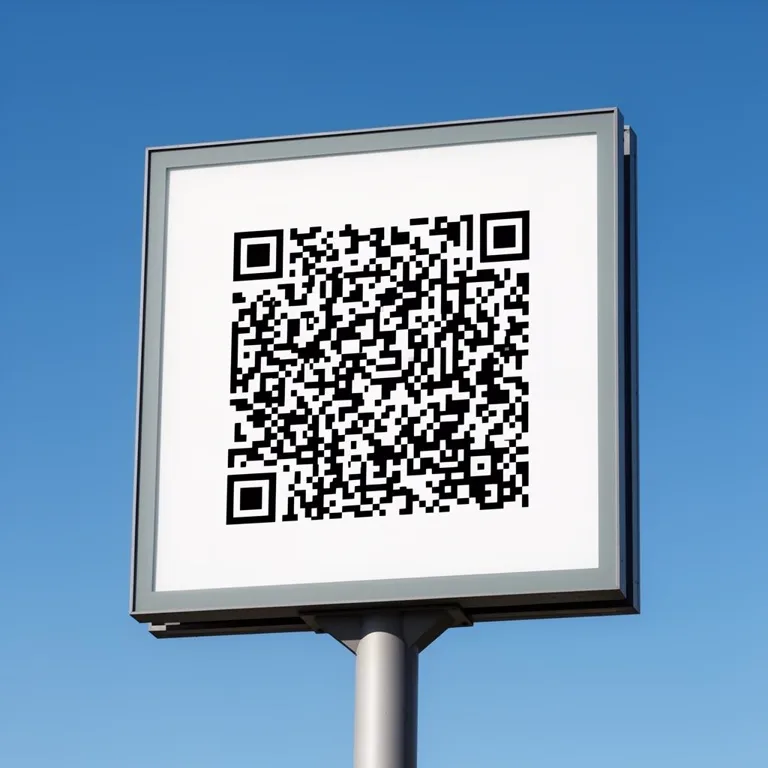 Advertising — Posters, flyers, billboards: never reprint to swap an offer. Advertising billboard featuring an editable QR code