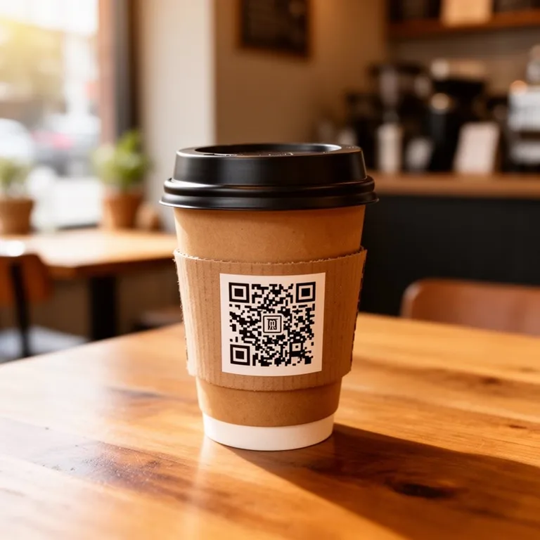 Affordable QR code pricing Illustration of a QR code next to a small price tag, representing affordable QR code pricing