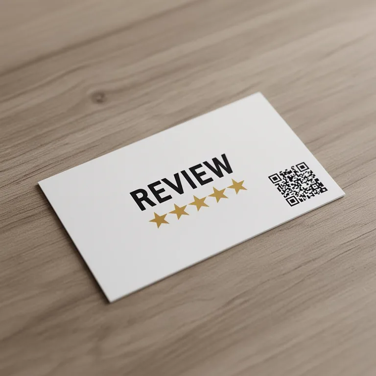 Customer reviews — Send buyers straight to your review page, even if it moves. Customer review speech bubble with five stars next to a QR code