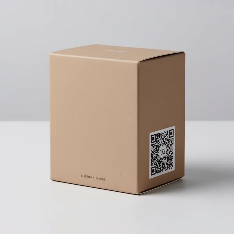 Packaging — Product manuals, recipes, warranty pages — always up to date. Product packaging box with a QR code label for manuals and warranty information
